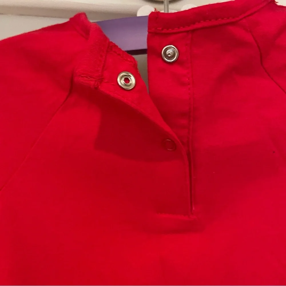 NWT OshKosh B'gosh Vibrant Red Long Sleeve Onesie with Bow Accent Snap Closure